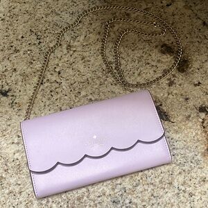 Kate Spade Lavender Scallop Chain Wallet Crossbody